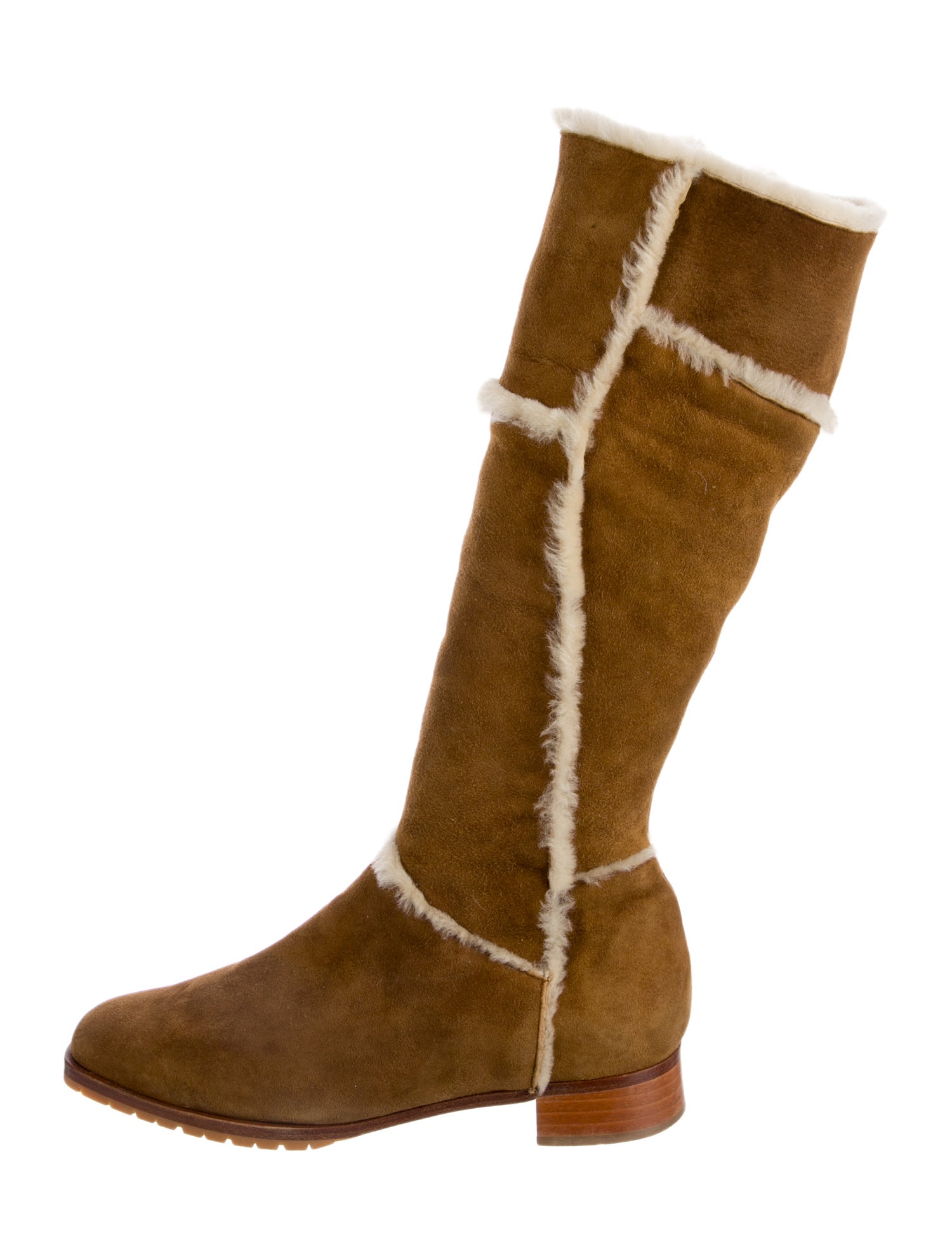 Manolo Blahnik Suede Fur Trim Riding Boots
