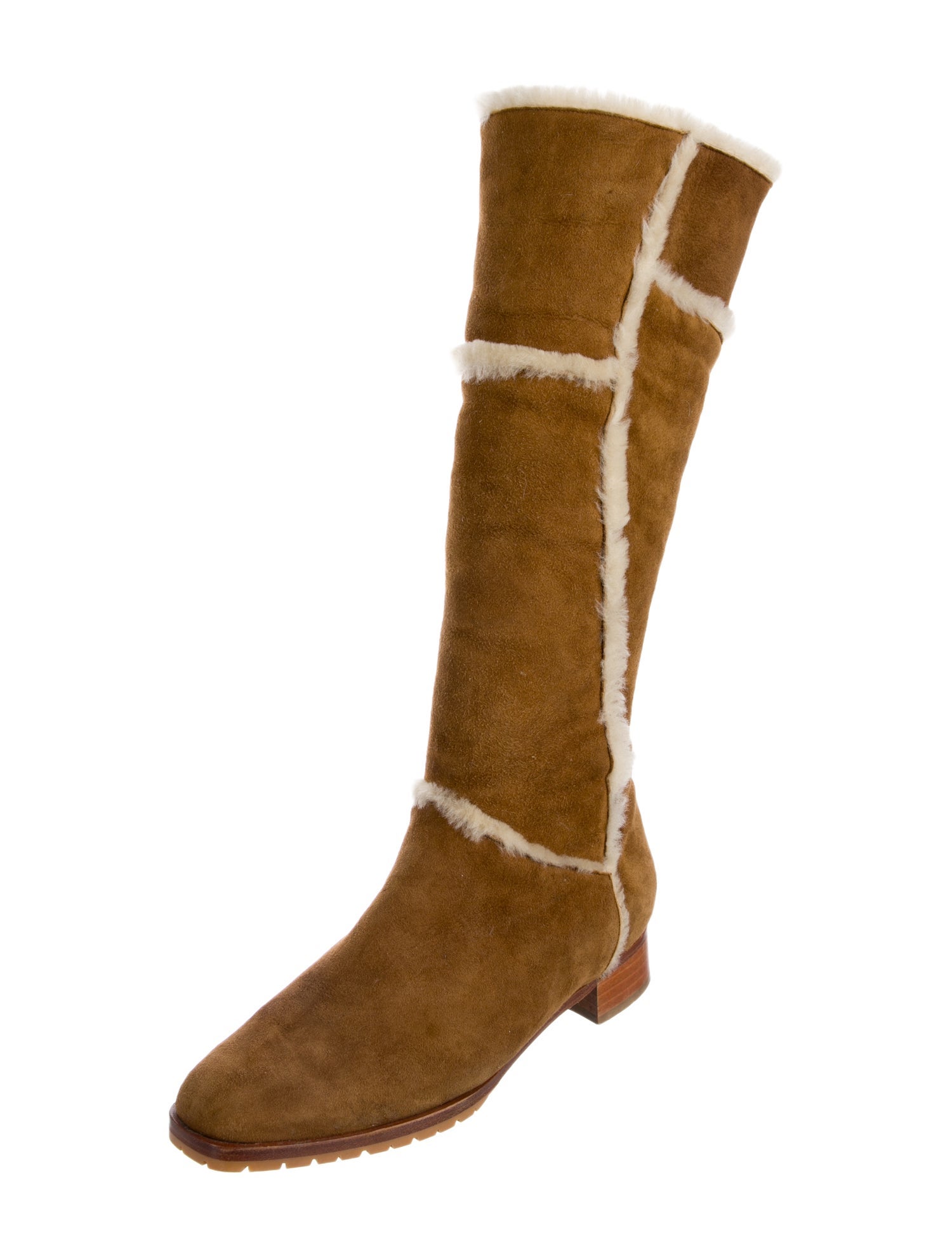 Manolo Blahnik Suede Fur Trim Riding Boots