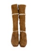 Manolo Blahnik Suede Fur Trim Riding Boots
