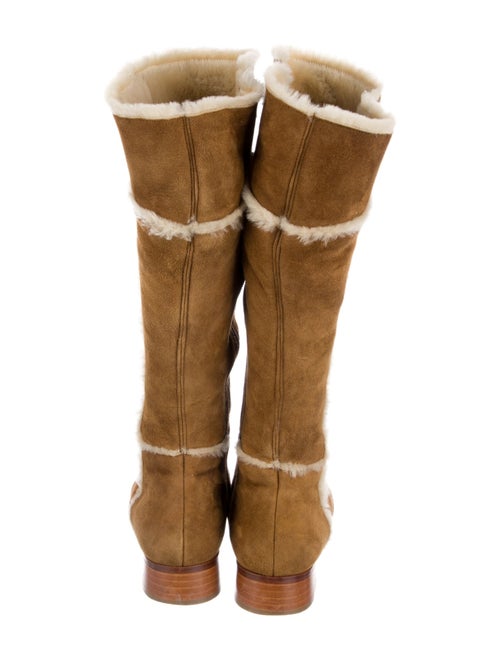 Manolo Blahnik Suede Fur Trim Riding Boots
