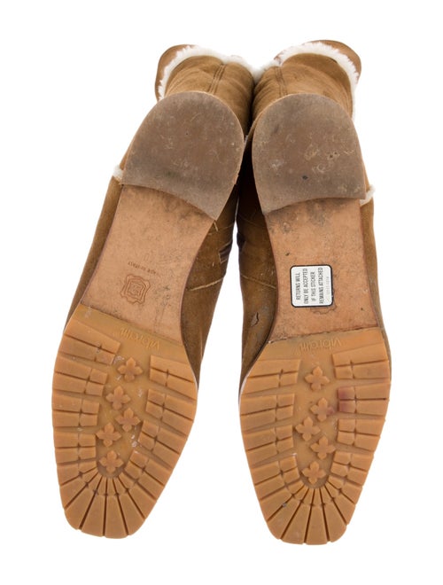 Manolo Blahnik Suede Fur Trim Riding Boots