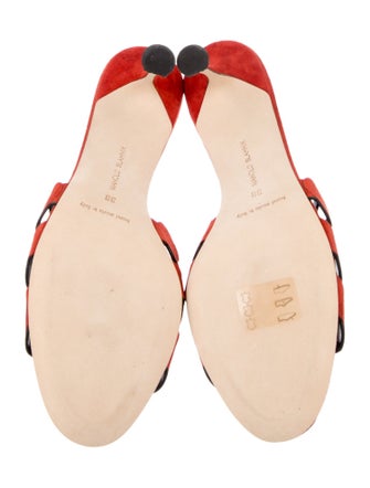 Manolo Blahnik Suede Lasercut Accents Slides