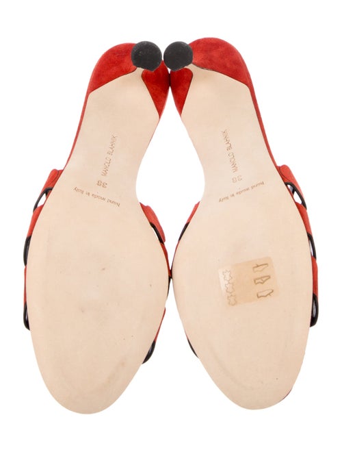 Manolo Blahnik Suede Lasercut Accents Slides