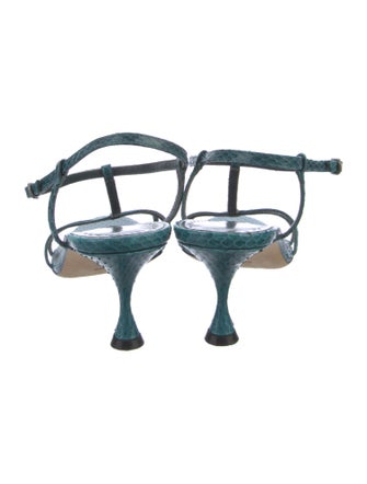 Manolo Blahnik Snakeskin T-Strap Sandals