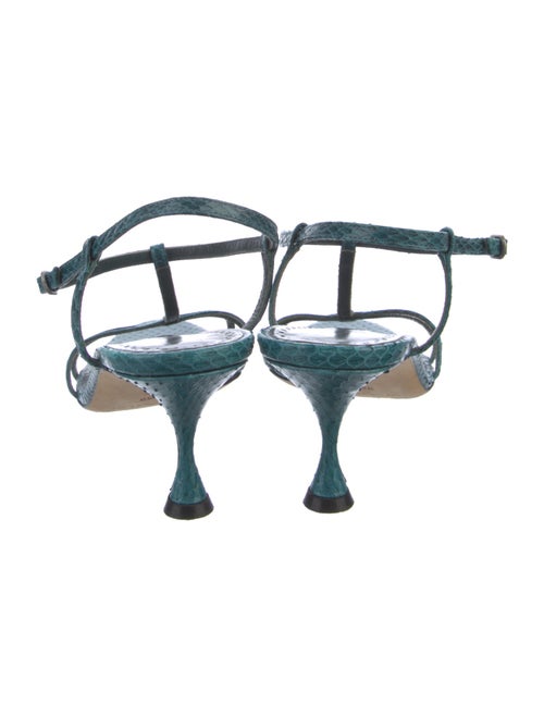 Manolo Blahnik Snakeskin T-Strap Sandals