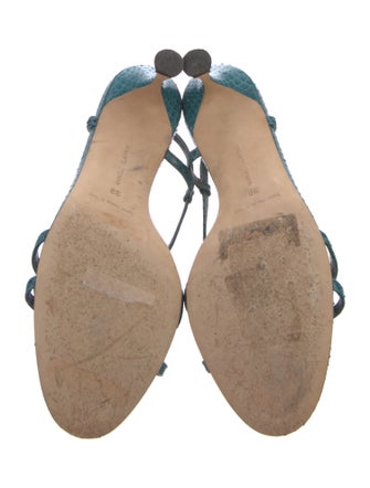 Manolo Blahnik Snakeskin T-Strap Sandals