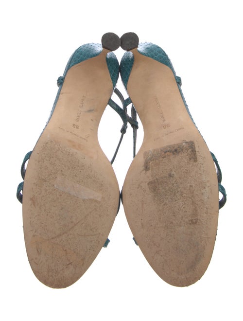 Manolo Blahnik Snakeskin T-Strap Sandals
