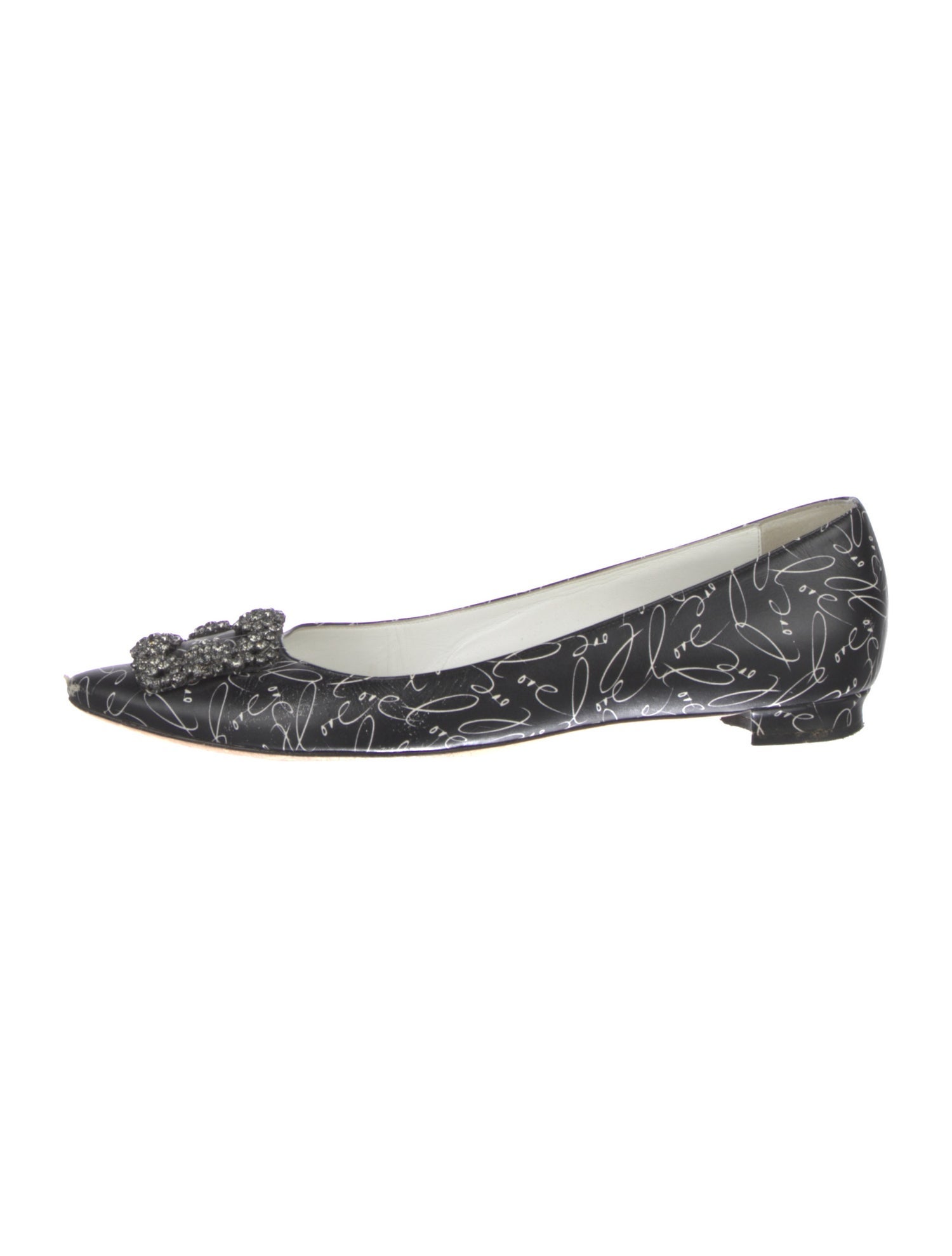Manolo Blahnik Leather Printed Flats