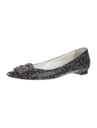 Manolo Blahnik Leather Printed Flats