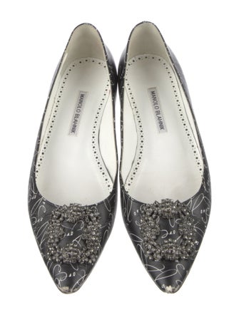 Manolo Blahnik Leather Printed Flats