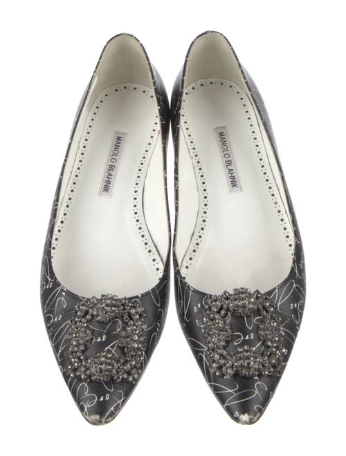 Manolo Blahnik Leather Printed Flats