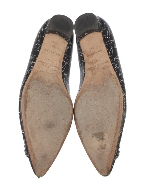 Manolo Blahnik Leather Printed Flats
