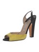 Manolo Blahnik Suede Colorblock Pattern Slingback Pumps