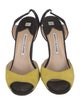 Manolo Blahnik Suede Colorblock Pattern Slingback Pumps