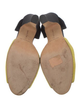 Manolo Blahnik Suede Colorblock Pattern Slingback Pumps