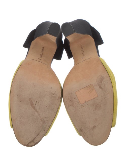 Manolo Blahnik Suede Colorblock Pattern Slingback Pumps