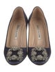 Manolo Blahnik Satin Crystal Embellishments Pumps