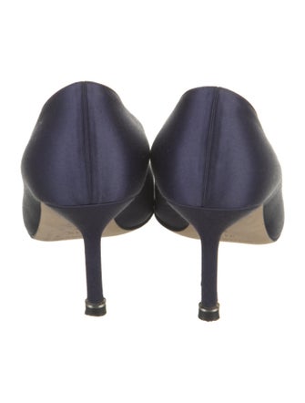 Manolo Blahnik Satin Crystal Embellishments Pumps