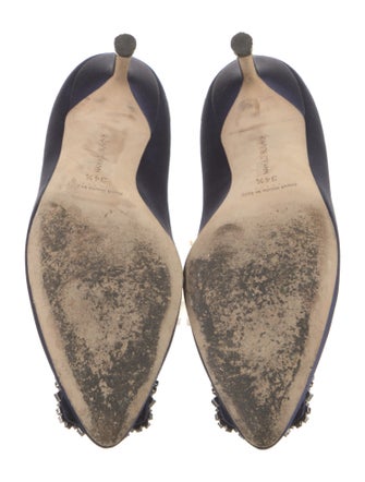 Manolo Blahnik Satin Crystal Embellishments Pumps