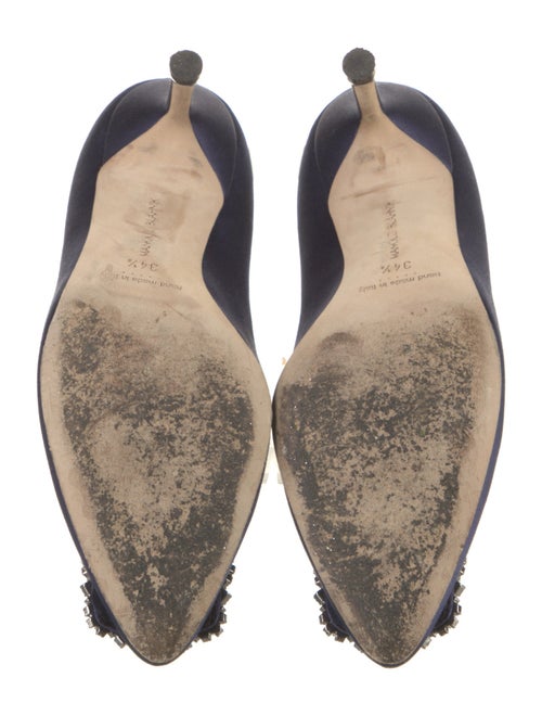 Manolo Blahnik Satin Crystal Embellishments Pumps