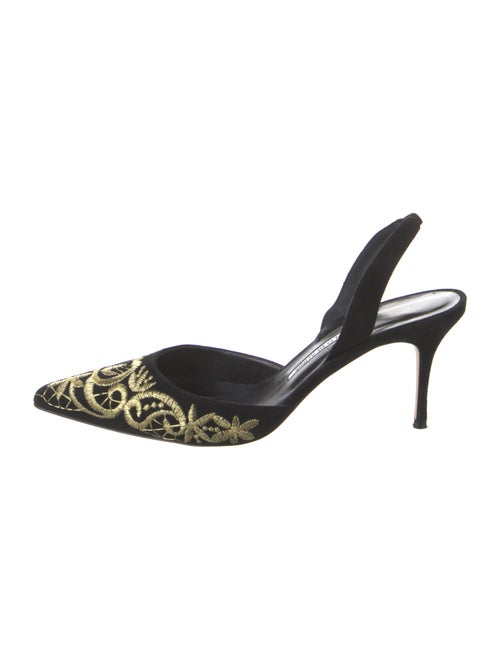 Manolo Blahnik Suede Patterned Slingback Pumps
