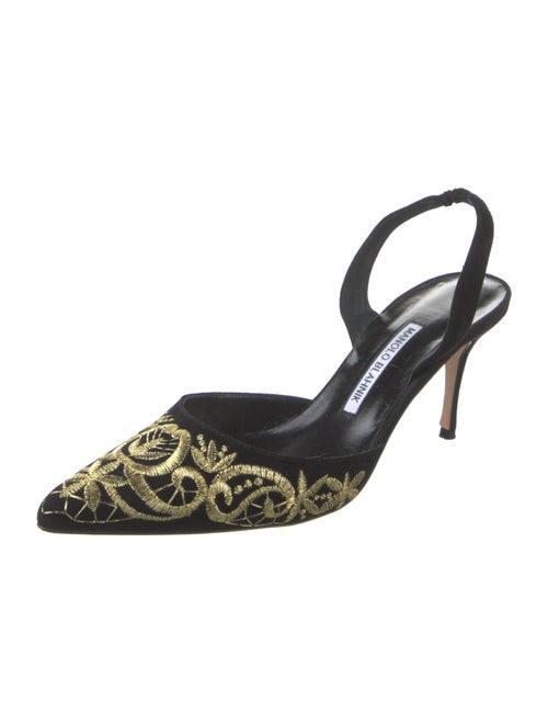 Manolo Blahnik Suede Patterned Slingback Pumps