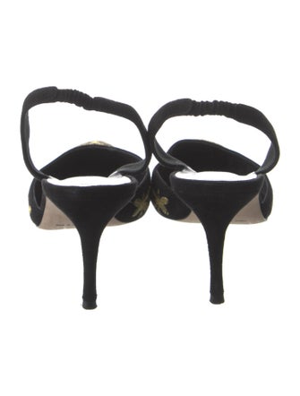 Manolo Blahnik Suede Patterned Slingback Pumps