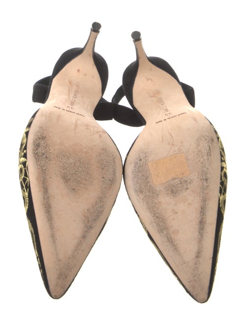 Manolo Blahnik Suede Patterned Slingback Pumps