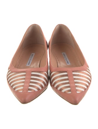 Manolo Blahnik Leather Striped Ballet Flats