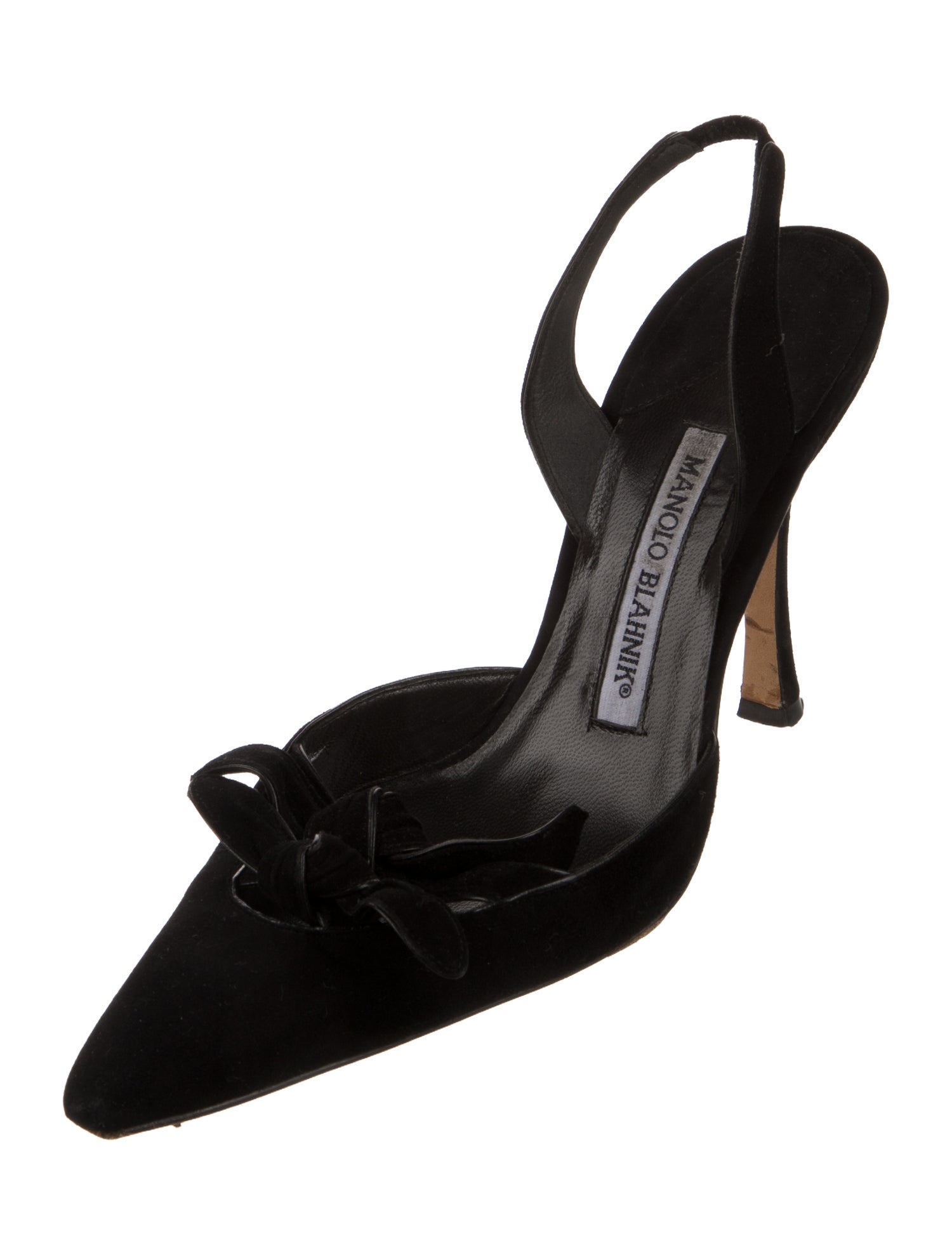 Manolo Blahnik Suede Bow Accents Slingback Pumps