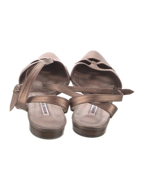 Manolo Blahnik Leather Lasercut Accents Slingback Flats