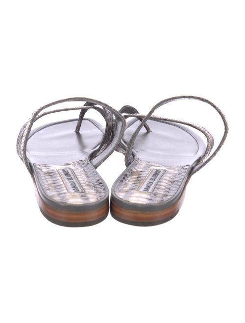 Manolo Blahnik Embossed Leather Animal Print Slides