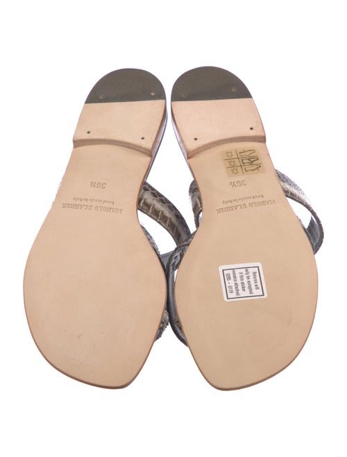 Manolo Blahnik Embossed Leather Animal Print Slides