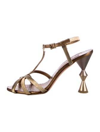 Manolo Blahnik Leather T-Strap Sandals