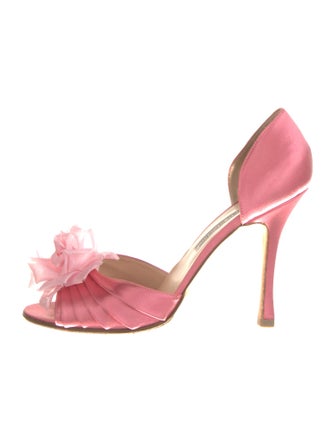 Manolo Blahnik Satin D'Orsay Pumps