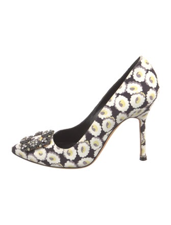 Manolo Blahnik Canvas Floral Print Pumps
