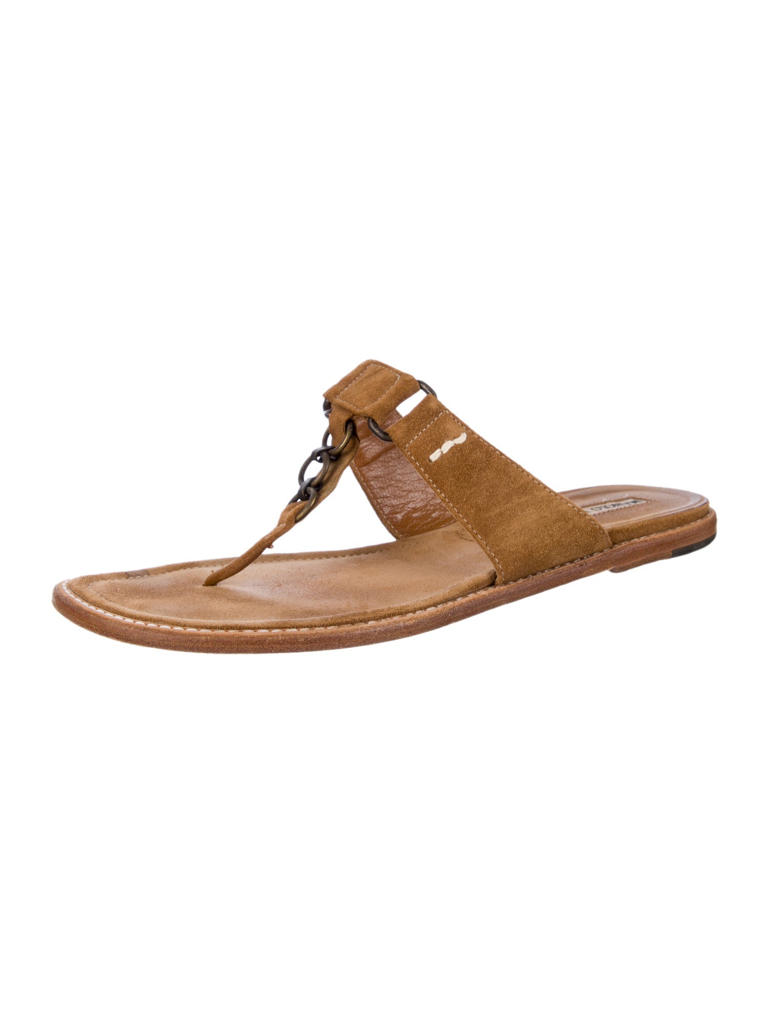 Manolo Blahnik Suede T-Strap Sandals