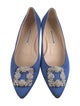 Manolo Blahnik Satin Crystal Embellishments Flats
