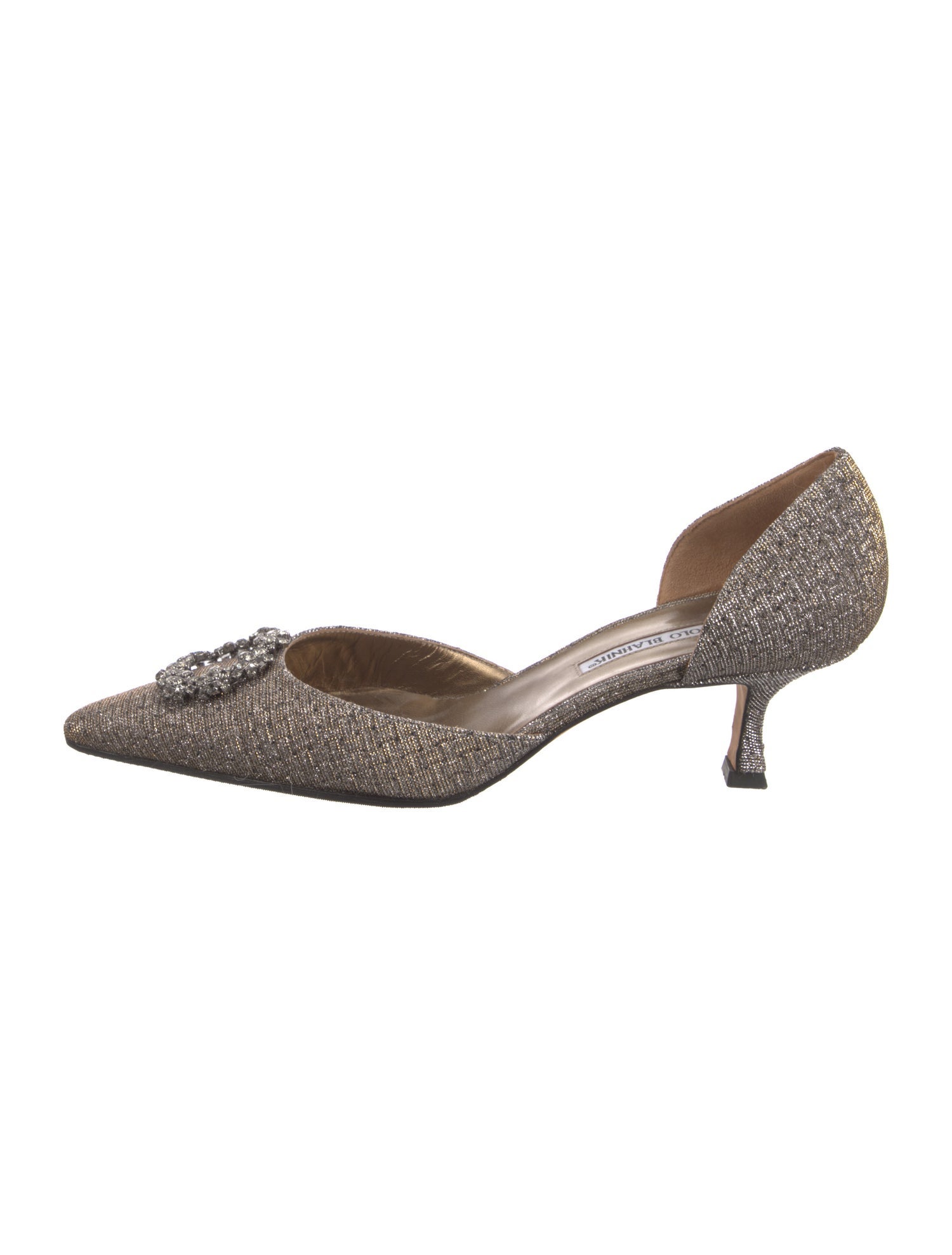 Manolo Blahnik Glitter Crystal Embellishments D'Orsay Pumps