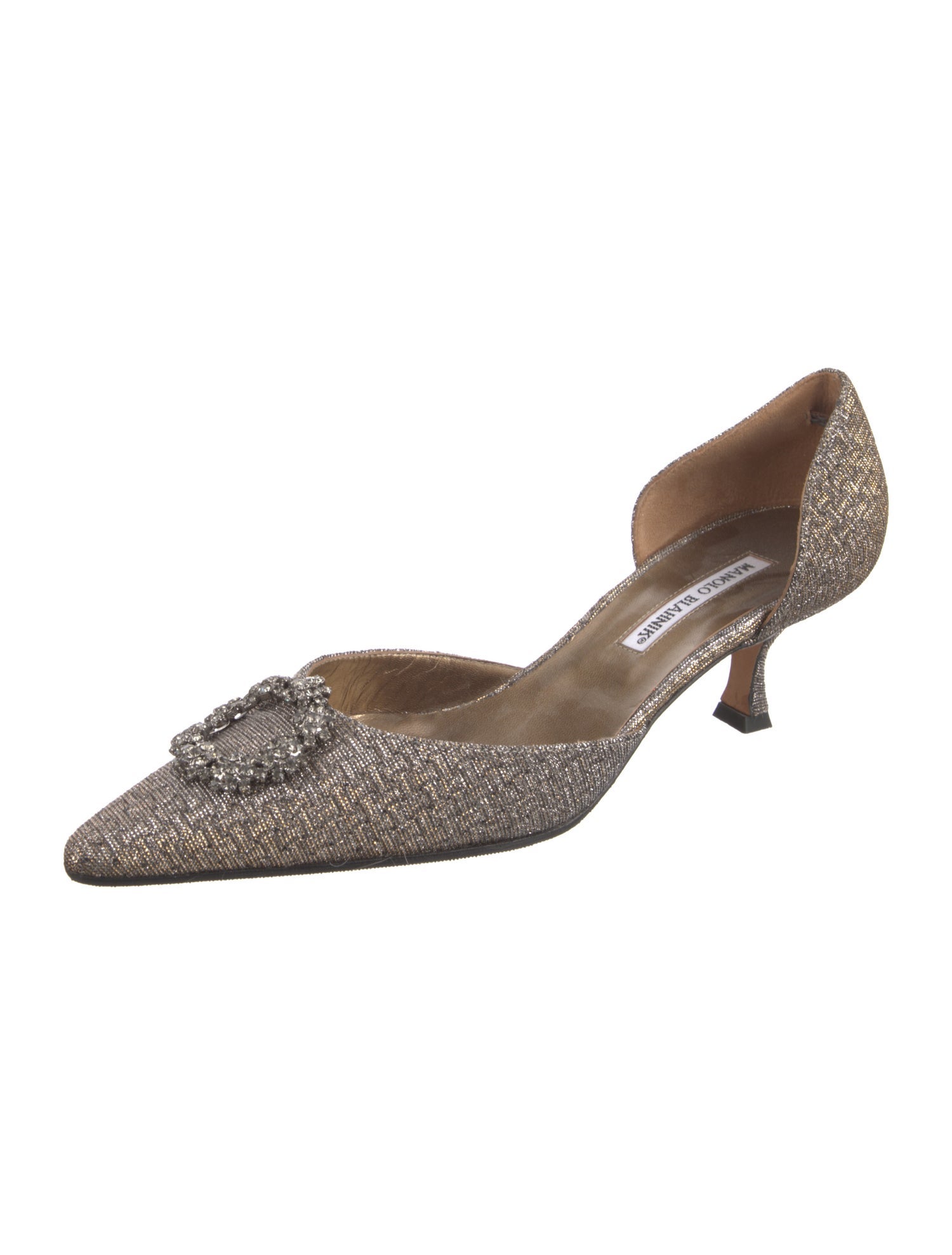 Manolo Blahnik Glitter Crystal Embellishments D'Orsay Pumps
