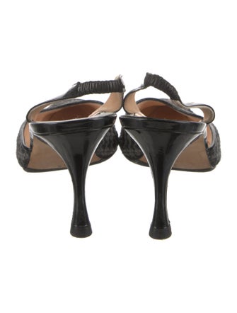 Manolo Blahnik Patent Leather Houndstooth Print Slingback Pumps