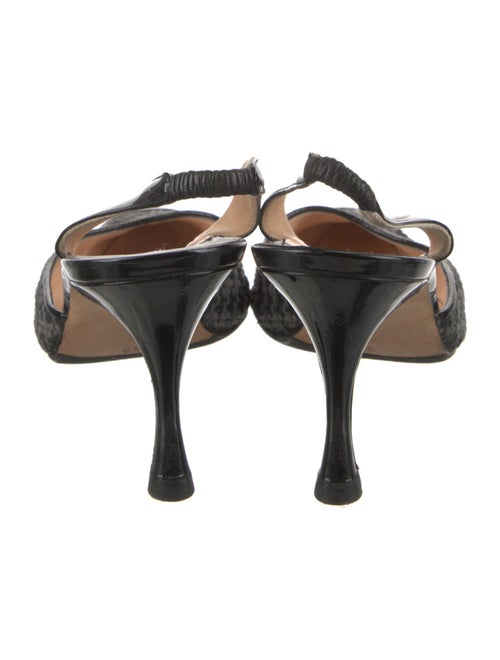 Manolo Blahnik Patent Leather Houndstooth Print Slingback Pumps