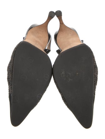 Manolo Blahnik Patent Leather Houndstooth Print Slingback Pumps