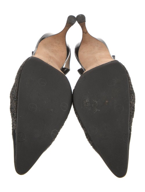 Manolo Blahnik Patent Leather Houndstooth Print Slingback Pumps