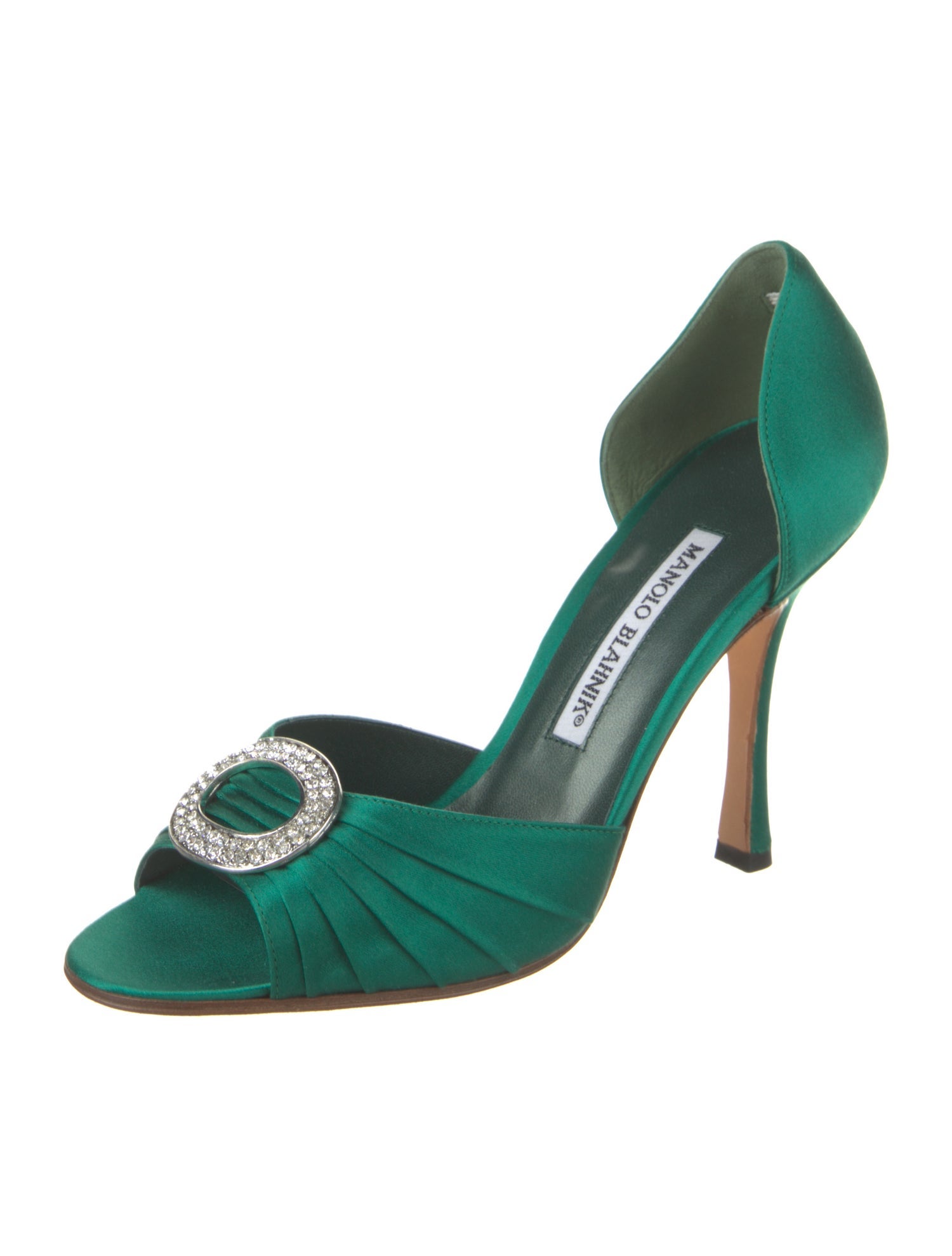 Manolo Blahnik Satin Animal Print Sandals