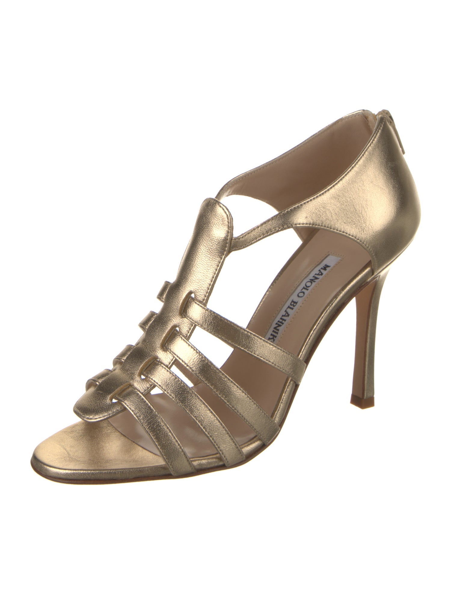 Manolo Blahnik Leather T-Strap Sandals