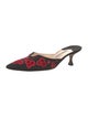 Manolo Blahnik Floral Print Embroidered Accent Mules