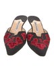 Manolo Blahnik Floral Print Embroidered Accent Mules
