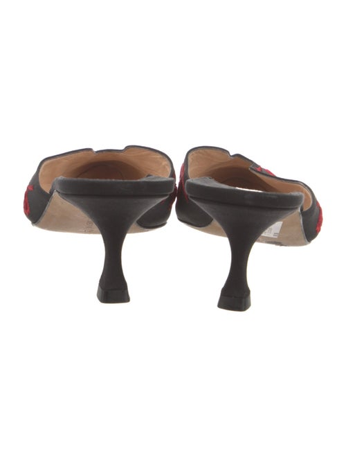 Manolo Blahnik Floral Print Embroidered Accent Mules