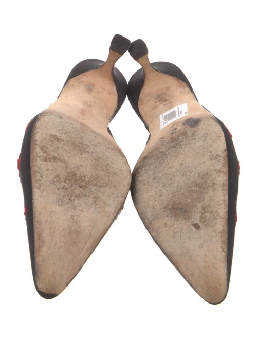 Manolo Blahnik Floral Print Embroidered Accent Mules